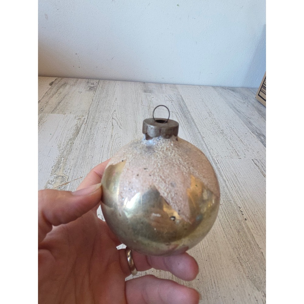 Vintage made in US of A snow cap large blue ball ornament Xmas tree